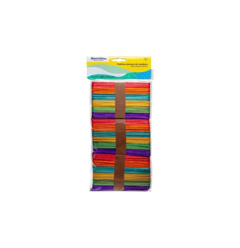 PALITOS PLANOS MAD. COL. 10X115MM BARR W001C BOL C150PZ24