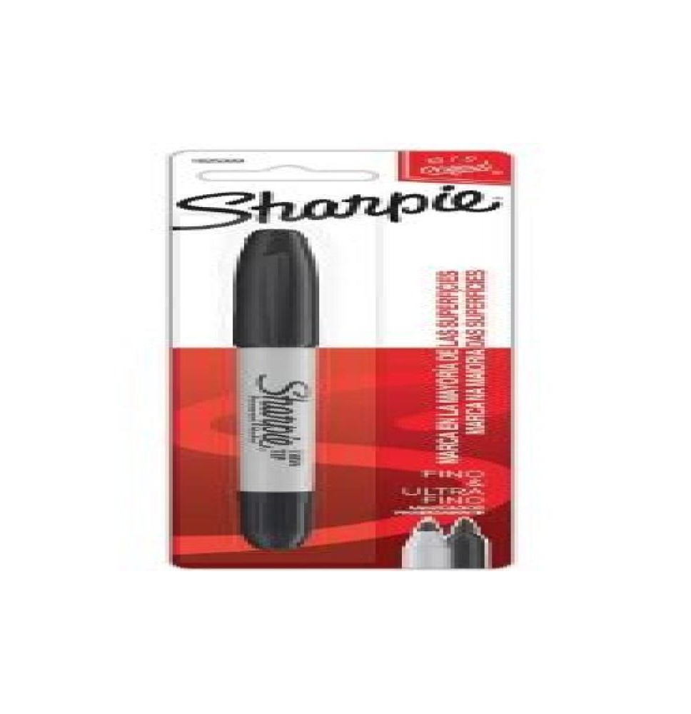 MARCADOR PERM. DELG. PLAST. SHARPIE TWIN D.PTA.NGO.BL.C136