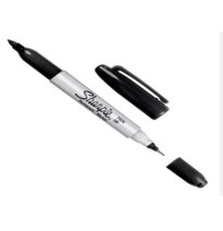 MARCADOR PERM. DELG. PLAST. SHARPIE TWIN D.PTA.NGO.BL.C136