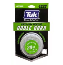 CINTA ADH. DOBLE CAPA PARA MONTAJE 25X1.5M 4030 TUK C.16