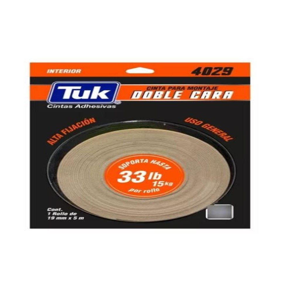 CINTA ADH. DOBLE CAPA PARA MONTAJE 19X5M 4029 TUK C.12