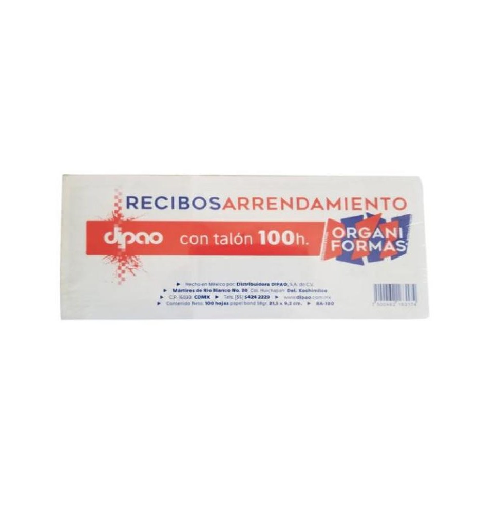 BLOCK RECIBO DE ARRENDAMIENTO RA-100 100H DIPAO E5C100