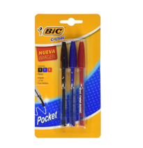BOLIGRAFO CRISTAL POCKET BIC 0.7MM SURTIDO BL.C3 E12