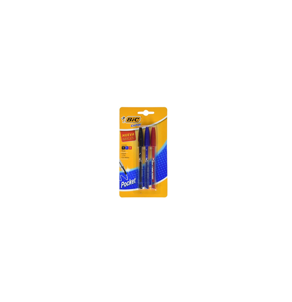 BOLIGRAFO CRISTAL POCKET BIC 0.7MM SURTIDO BL.C3 E12