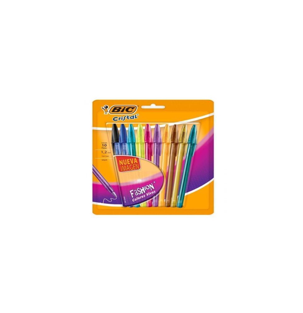 BOLIGRAFO CRISTAL FASHION BIC 1.2MM SURT. BL C10 C24