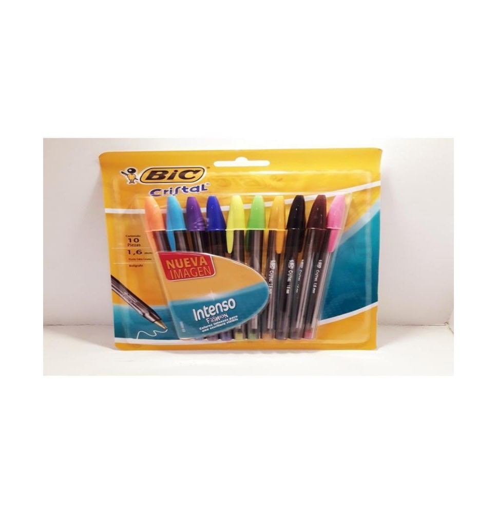 BOLIGRAFO CRISTAL INTENSO BIC 1.6MM SURT. BL C10 C24