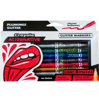 MARCADOR SEMI PERM. DELG. MET CGLITTER CRAYOLA EST C8 24