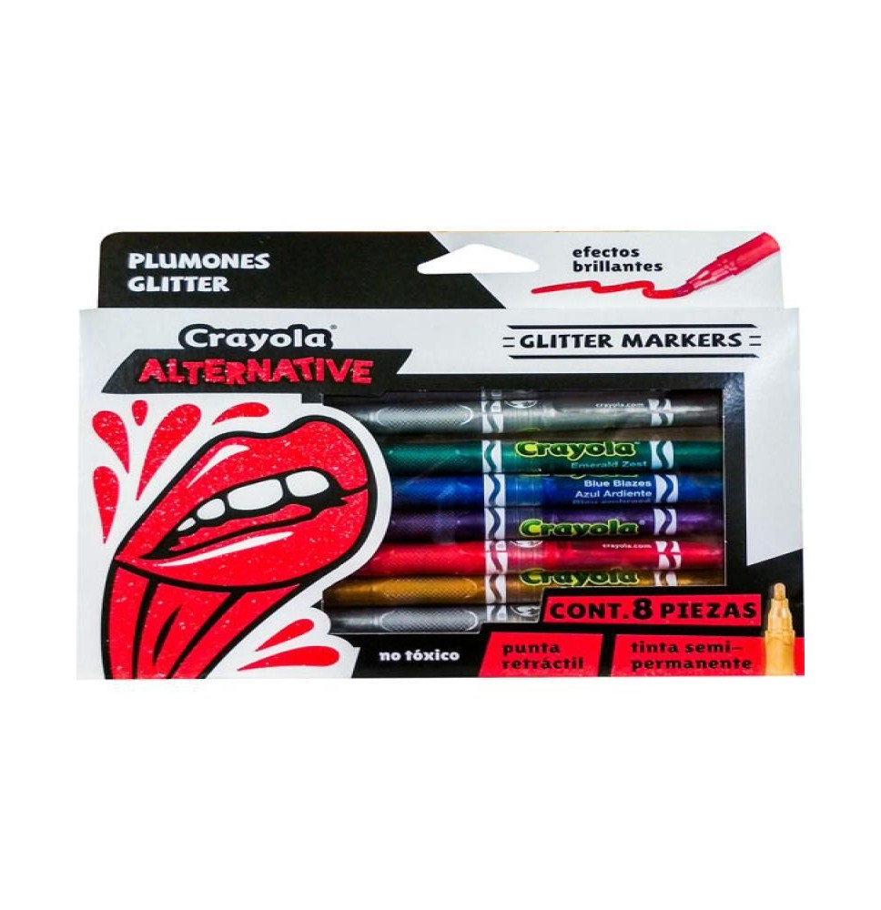 MARCADOR SEMI PERM. DELG. MET CGLITTER CRAYOLA EST C8 24