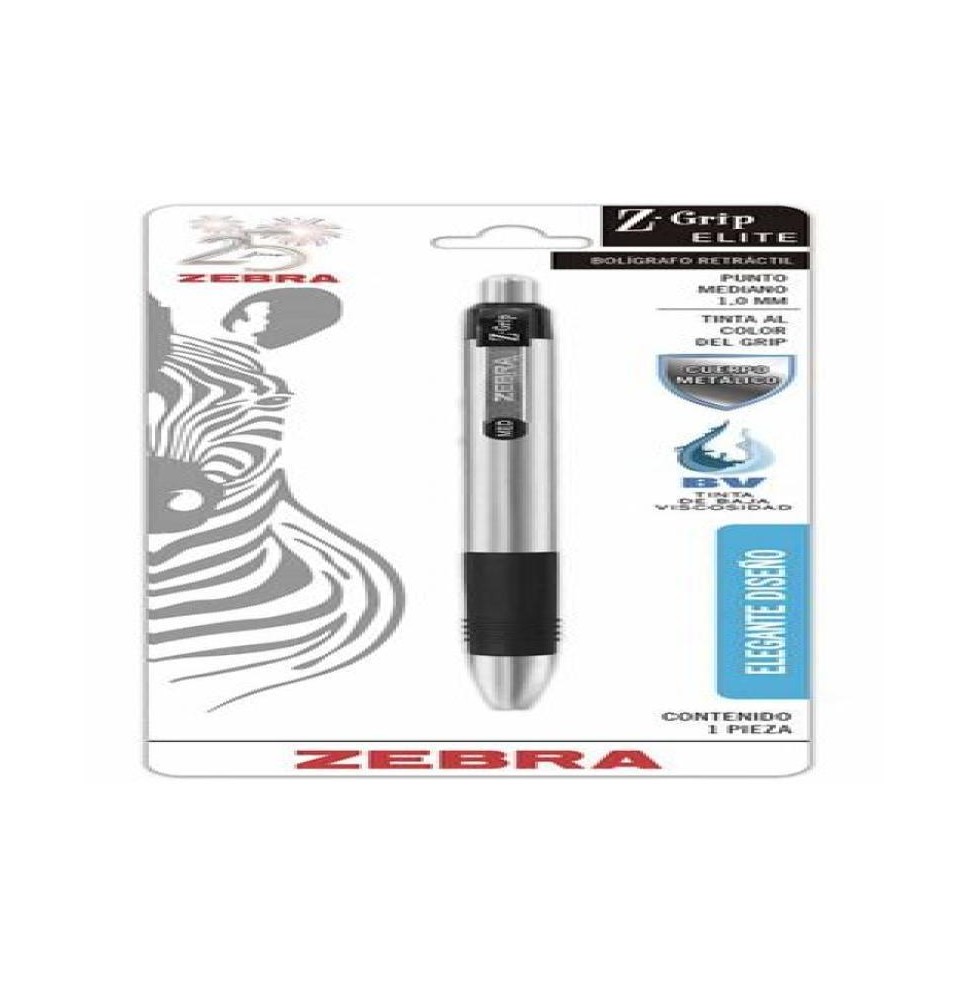 BOLIGRAFO Z-GRIP ELITE 7942 MET. ZEBRA 1.0MM NGO E.12 C.144