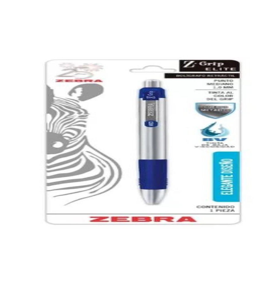 BOLIGRAFO Z-GRIP ELITE 794201 MET. ZEBRA 1.0MM AZ..E.12C.144