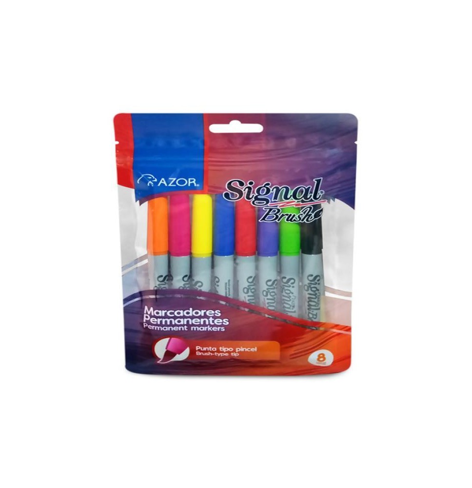 MARCADOR PERM.DELG.PLAST.SIGNAL AZOR P.PINCEL C8 SURT E12