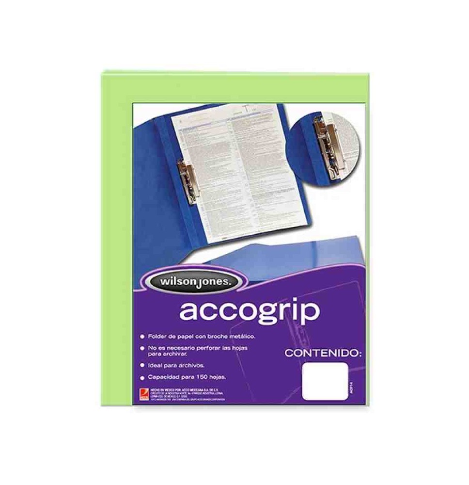 FOLDER CPALANCA CTA. VERDE CL. ACCOGRIP P-0966 E.4 C.36