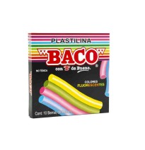 PLASTILINA C10 BARRAS COLORES FLUORESCENTES BACO C.100