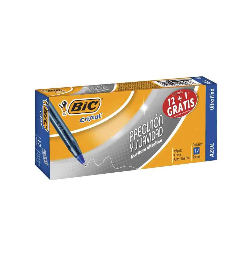 BOLIGRAFO CRISTAL PREC. S BIC 0.7MM AZUL. CJ.C12 BOL.18