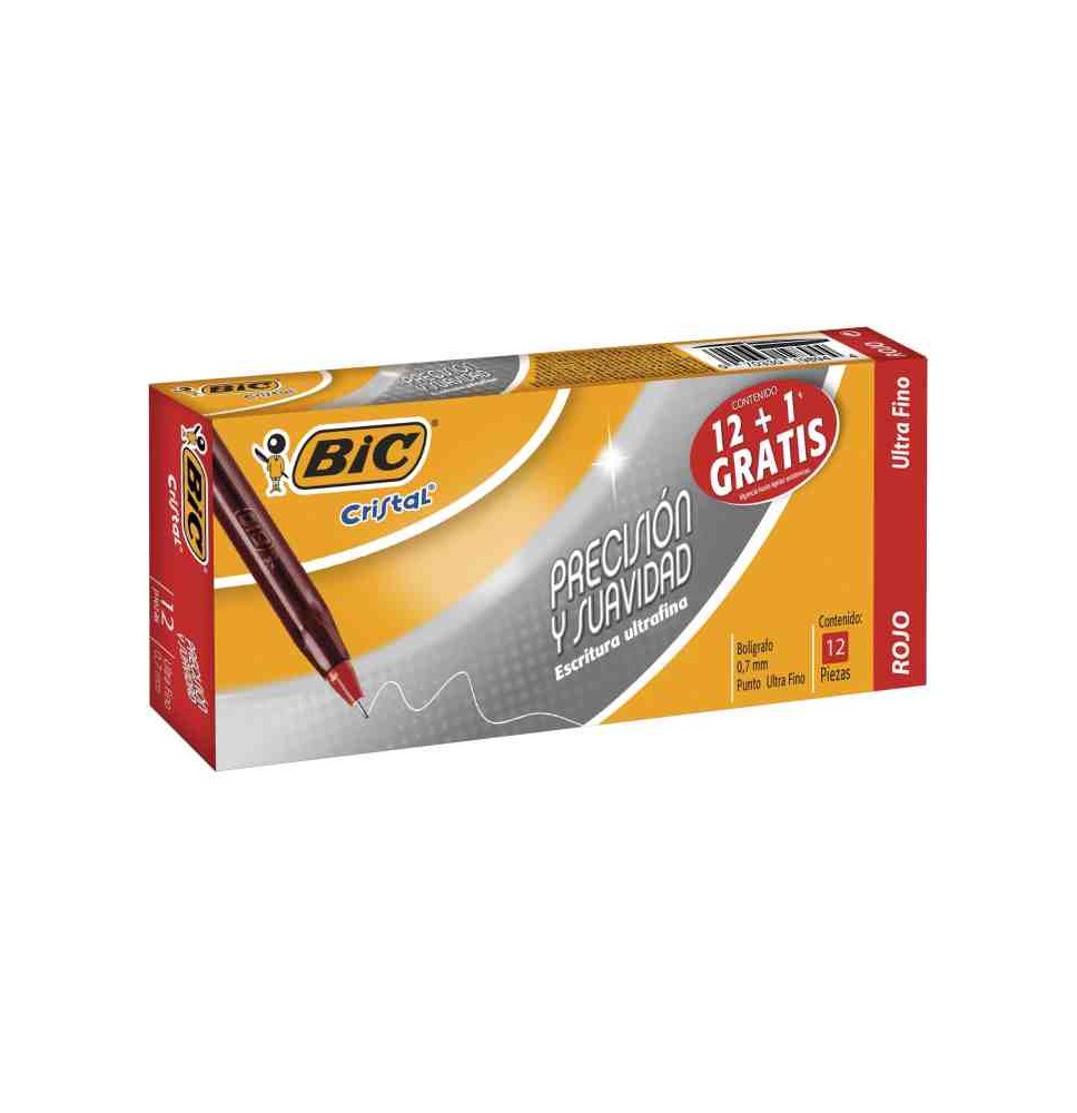 BOLIGRAFO CRISTAL PREC. S BIC 0.7MM RJO. CJ.C12 BOL.18