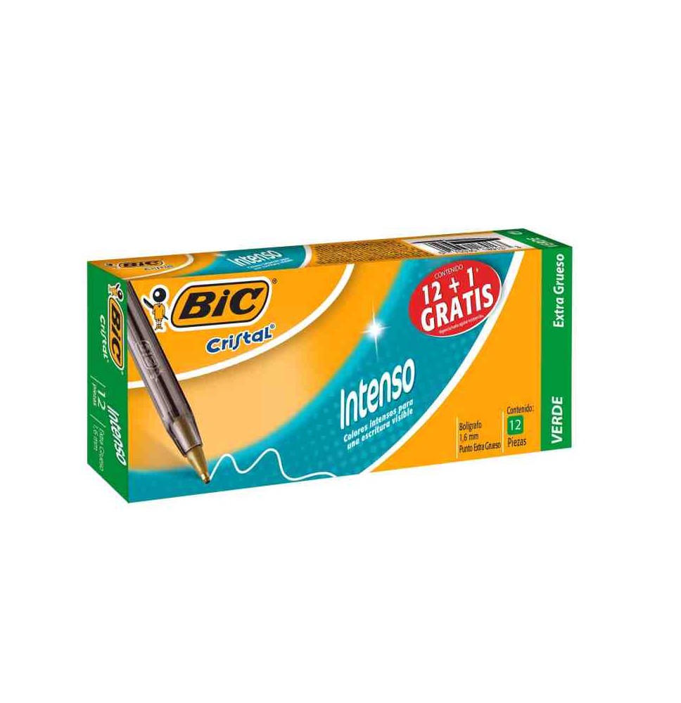 BOLIGRAFO CRISTAL INTENSO BIC 1.6MM VERDE CJ.C121 BOL.18