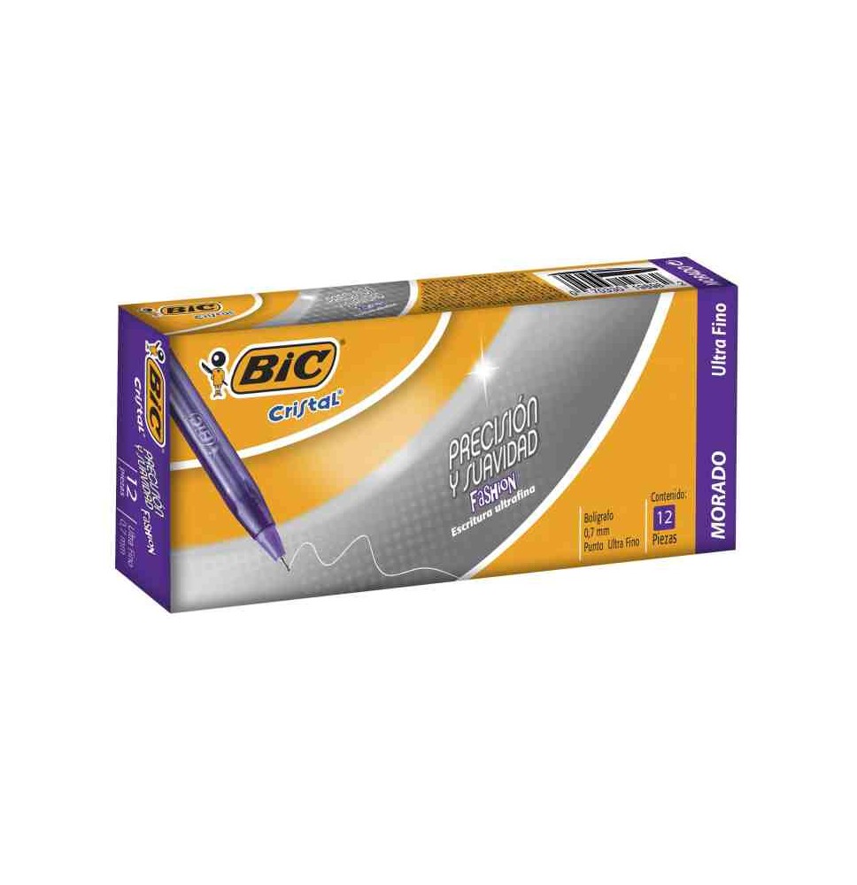 BOLIGRAFO CRISTAL PREC. S BIC 0.7MM MORADO E.12 C.216