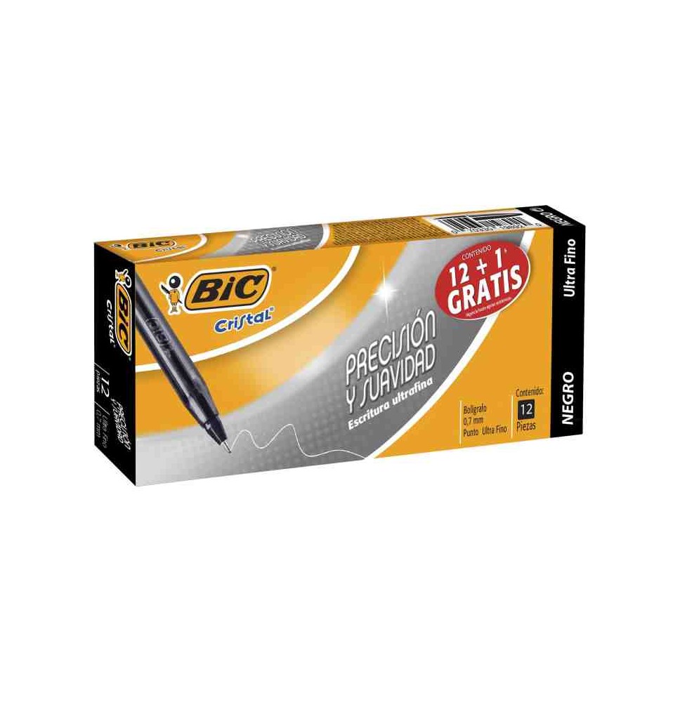 BOLIGRAFO CRISTAL PREC. S BIC 0.7MM NGO. CJ.C12 BOL.18