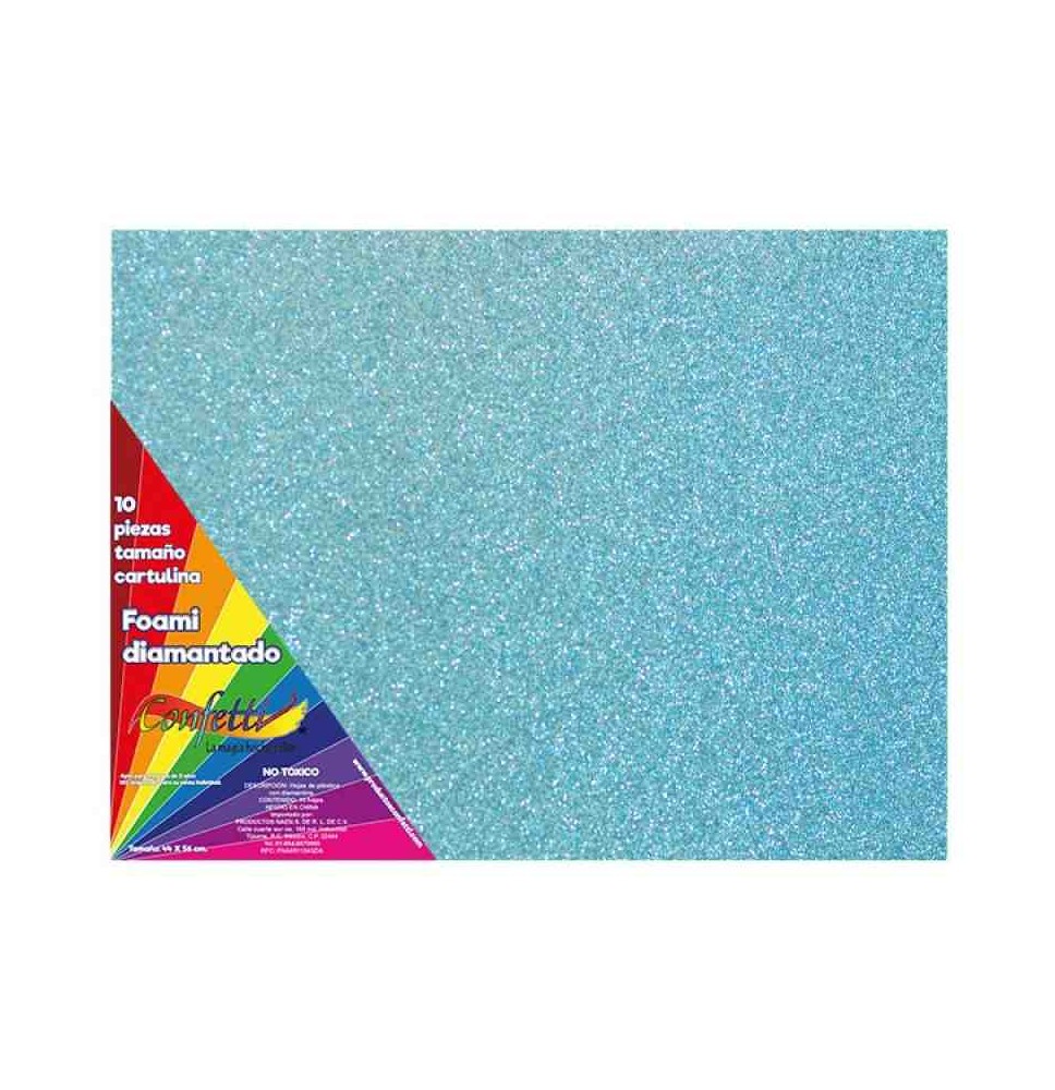 FOAMY DIAMANTADO 55X43CM. AZUL CIELO E.10 C.300