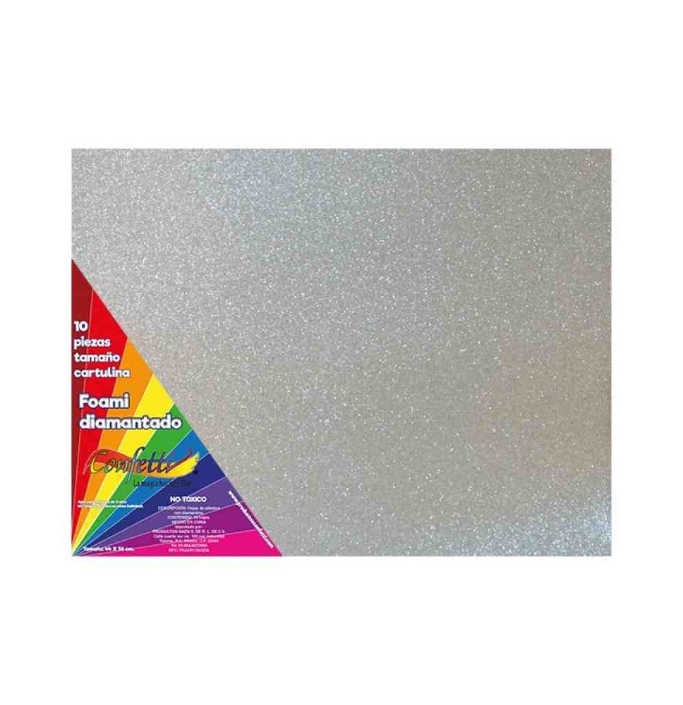FOAMY DIAMANTADO 55X43CM. PLATA E.10 C.300