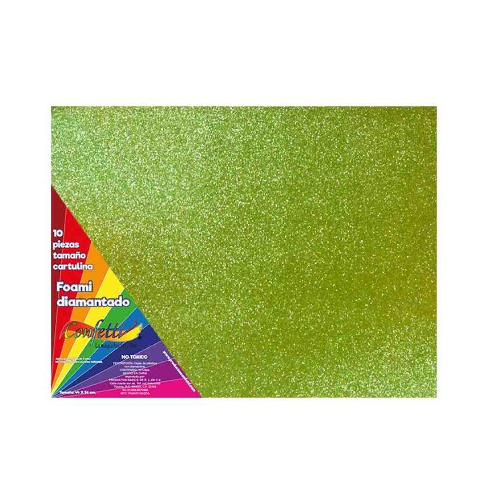 FOAMY DIAMANTADO 55X43CM. VERDE LIMON E.10 C.300