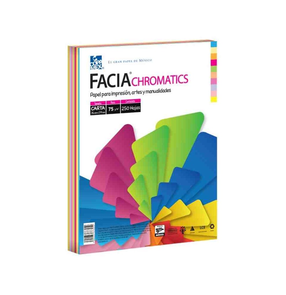 PAPEL BOND FLUOR.- PASTEL CTA. MIX FACIA 75G.PAQ.C250H.20