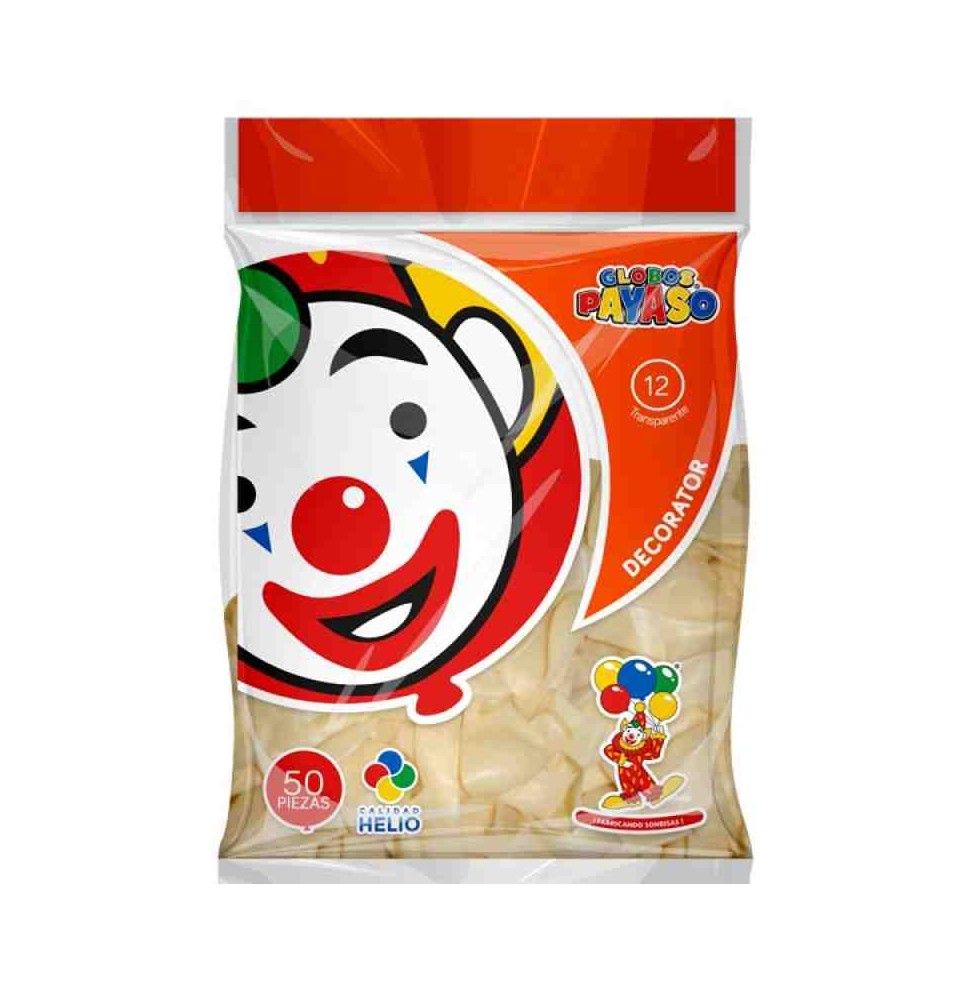 GLOBOS DECORATOR 12 BOL. C50 TRANSPARENTE C. 60