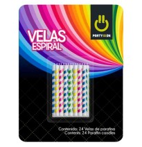 VELA ESPIRAL 6CM. PAYASO BL. C24 PZ. COL. MIX SURT. C.24