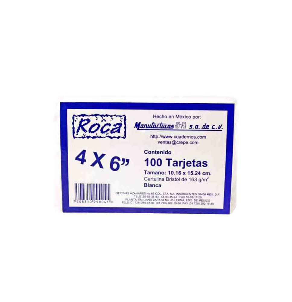 TARJETAS BLANCAS DIPAO 4X6 PAQUETE C100 C.50