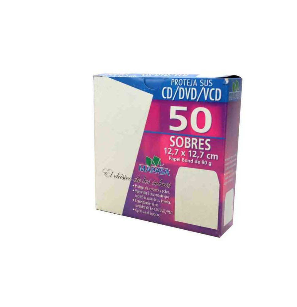 SOBRE PCD 12.7X12.7CM. MAPASA BOND BLANCO CAJA C50 C.10