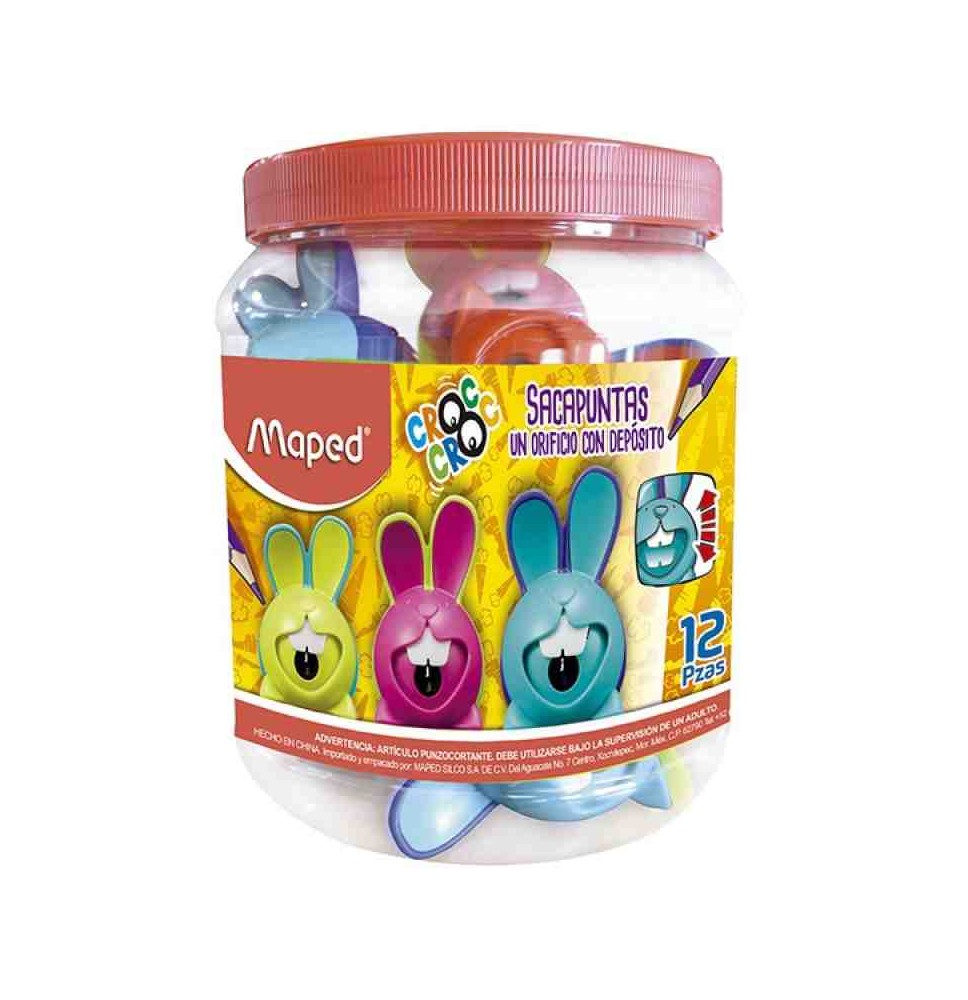 SACAPUNTAS PLAST. CDEP. SENCILLO CROC CROC MAPED.E12 48