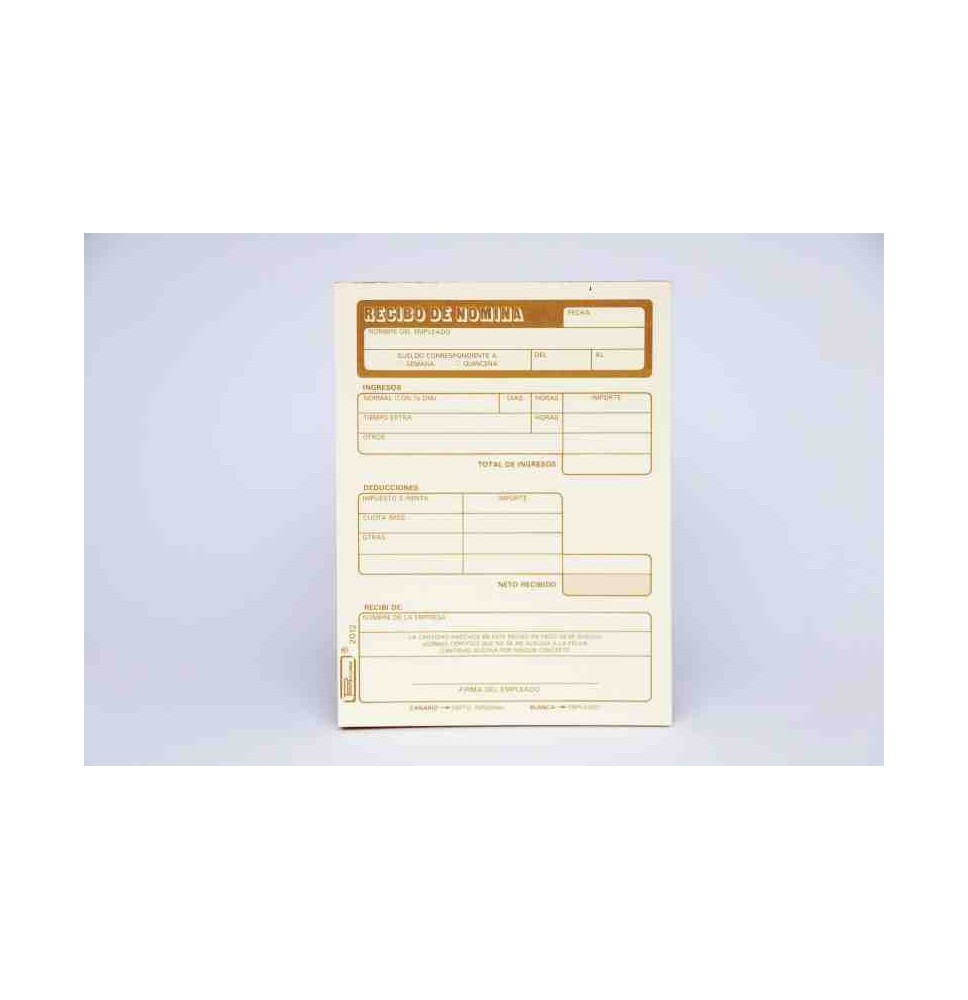 RECIBO DE NOMINA 2012 PRINTA. 14 CTA. 25 JGO. E3 C144