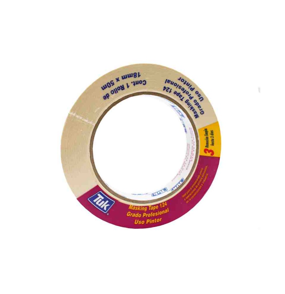 CINTA MASKING TAPE 18X50M. 124 TUK BOLSA MORADA PRO. C48