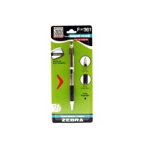 BOLIGRAFO F-301 7019 ZEBRA 0.7MM RT. NEGRO BL.C1 E.12