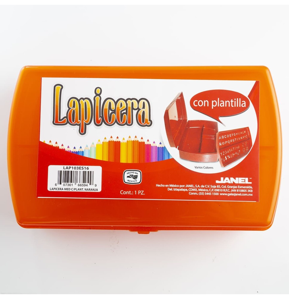 CAJA LAPICERA CGIOSER PLAST. JANEL 21X12X6 NARANJA C.56